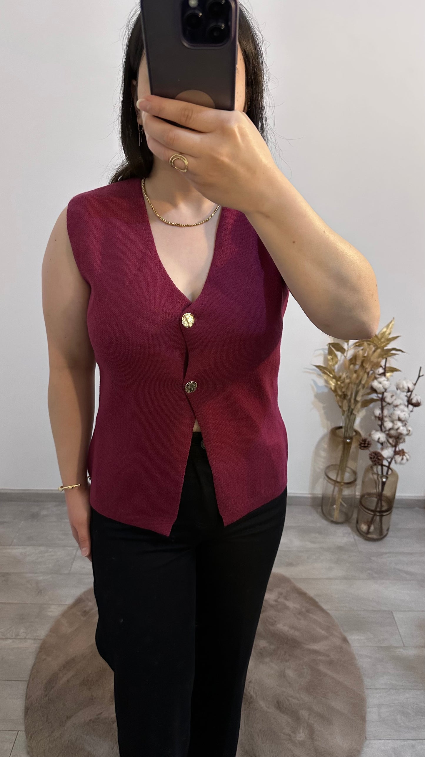 GILET EN MAILLE SANS MANCHE